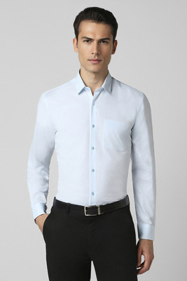 PETER ENGLAND Men Self Design Formal Light Blue Shirt