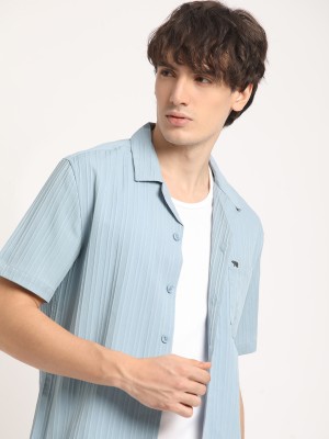 THE BEAR HOUSE Men Striped Casual Blue Shirt