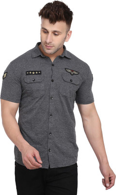 HouseOfCommon Men Solid Casual Grey Shirt