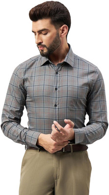LOUIS STITCH Men Checkered Formal Grey Shirt