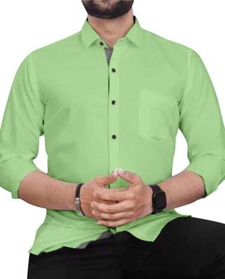 SNKV TRENDS Men Solid Casual Light Green Shirt