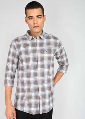 Allen Solly Men Checkered Casual Beige Shirt