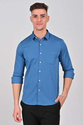 Famuzz Men Solid Casual Blue Shirt