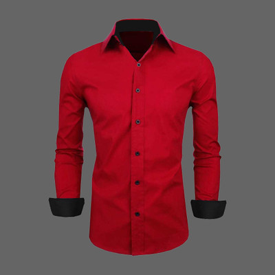 Troonpair Men Solid Formal Red Shirt