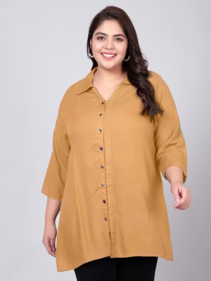 indietoga Women Solid Casual Yellow Shirt