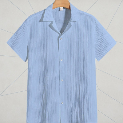 A DEEMOON Men Self Design Formal Gold Shirt