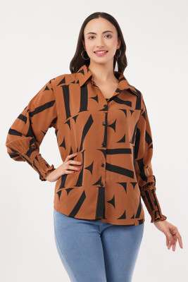 clobug Women Printed Casual Brown Shirt