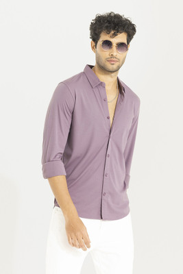Snitch Men Solid Casual Purple Shirt