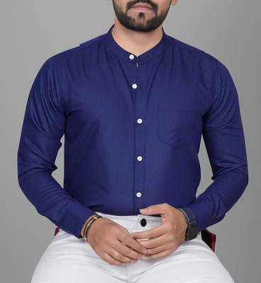 Voroxy Men Solid Formal Dark Blue Shirt