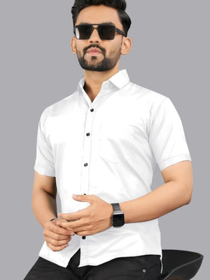 Radiance Creations Men Solid Casual White Shirt