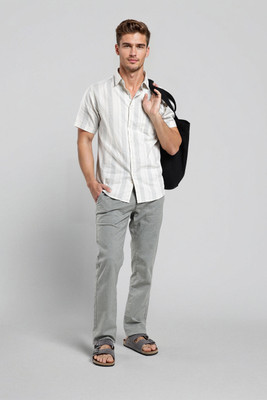 CROCODILE Men Striped Casual White, Grey Shirt