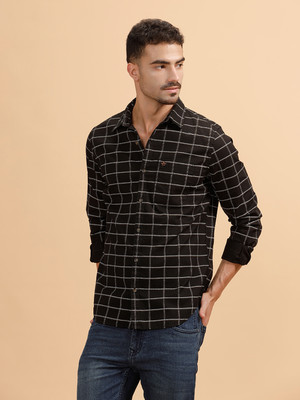 WROGN Men Checkered Casual Black Shirt