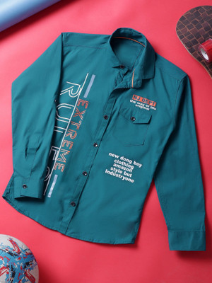 KILLER Boys Printed Casual Blue Shirt