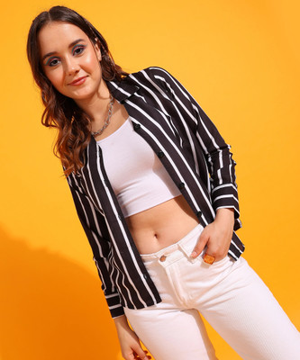KRYSTYNE Women Striped Casual Black, White Shirt