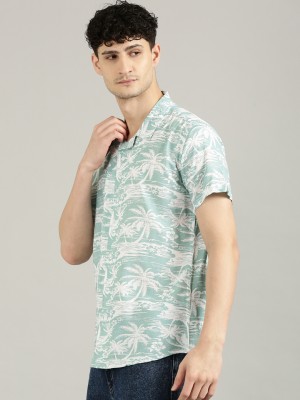 PROVOGUE Men Printed Casual White, Green Shirt