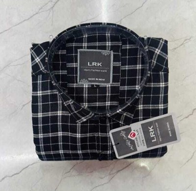 LRK FASHION Men Checkered Casual Black Shirt