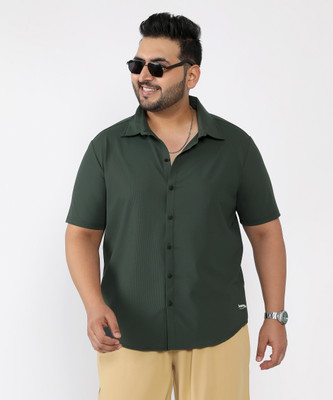 Instafab Plus Men Solid Casual Green Shirt
