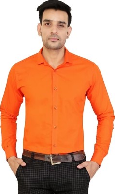 Frank Man Men Solid Casual Orange Shirt