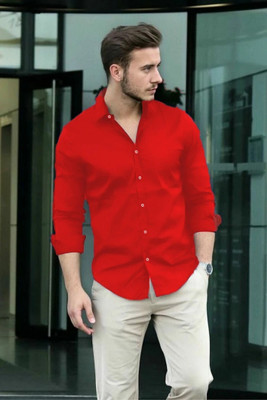 Lee Cross Men Solid Casual Red Shirt