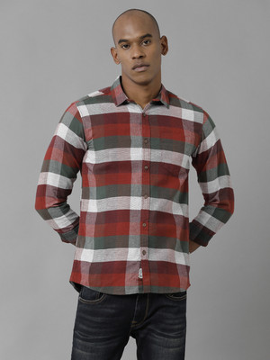 VOI JEANS Men Checkered Casual Red Shirt