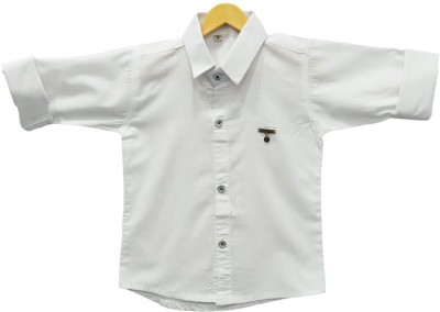 FASHION GRAB Boys Solid Casual White Shirt