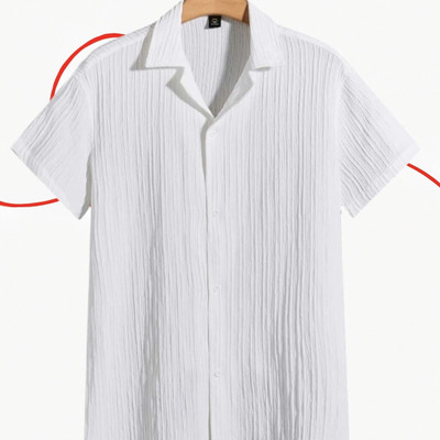 Dharamraj Fashion Men Self Design Casual White Shirt