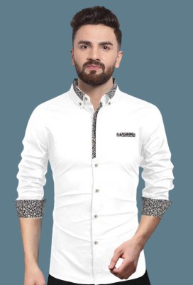 Sky Global Men Self Design Casual White Shirt