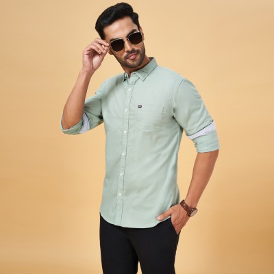 Byford by Pantaloons Men Solid Casual Light Green Shirt