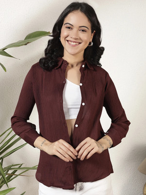 EKASYA Women Striped Casual Brown Shirt