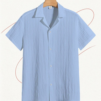 A Dearise Trend Men Self Design Casual Light Blue Shirt