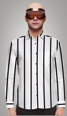 TANISHA FASHION Men Striped Casual White Shirt