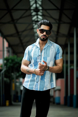 AARVI TRENDSS Men Printed Casual Light Blue, White Shirt