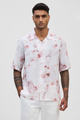 Snitch Men Printed Casual White Shirt