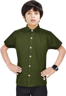 MOHINI CREATION Boys Solid Casual Dark Green Shirt