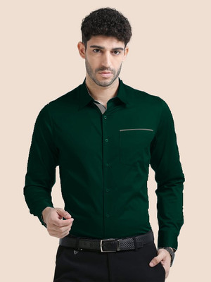 AR FASHION HUB Men Self Design Casual Dark Green Shirt