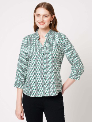 Kraus Jeans Women Printed Casual Green Shirt