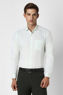 PETER ENGLAND Men Self Design Formal Green Shirt