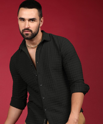 CAMPUS SUTRA Men Solid Casual Black Shirt