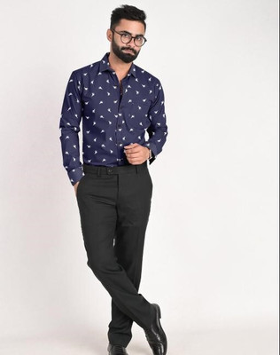 Zimli Men Printed Party Blue Shirt