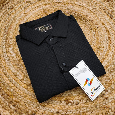 Radiance Creation Men Solid Casual Black Shirt