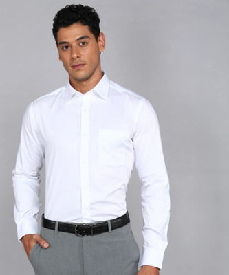 Raymond Men Self Design Formal White Shirt