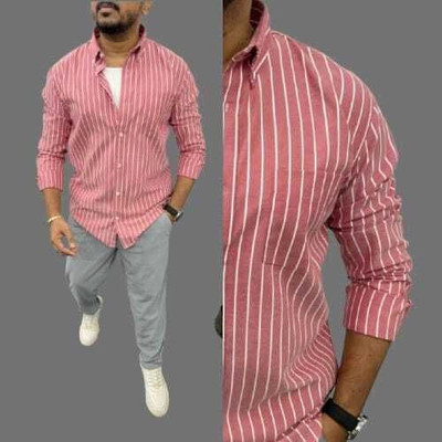 DISHANK CREATION Men Printed Casual Pink Shirt