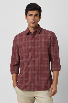 VAN HEUSEN Men Checkered Casual Maroon Shirt