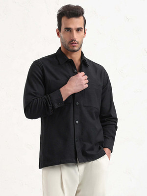 SHOWOFFFF Men Solid Casual Black Shirt