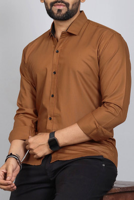 METRONAUT Men Solid Casual Brown Shirt