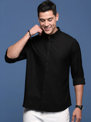 METRONAUT Men Solid Formal Black Shirt