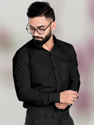 Typetron Fashion Men Solid Formal Black Shirt