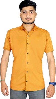 HouseOfCommon Men Solid Casual Yellow Shirt