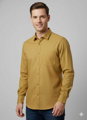 KING SMART PRIMIUM Men Solid Formal Yellow Shirt