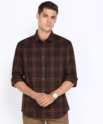 INDIAN TERRAIN Men Checkered Casual Brown Shirt